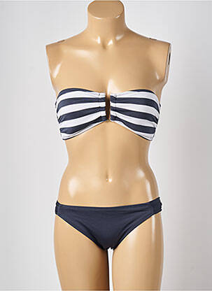 Maillot de bain 2 pièces stretch haut bandeau gris MASSIMO femme