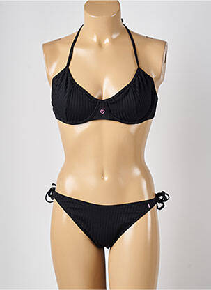 Maillot de bain 2 pièces stretch haut soutien-gorge emboitant noir POOLDAY femme