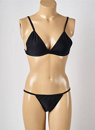 Maillot de bain 2 pièces stretch haut triangles noir SANS MARQUE femme