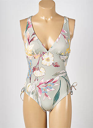 Maillot de bain 1 pièce effet matière satinée haut soutien-gorge avec mousse de rembourrage amovible vert TRIUMPH femme