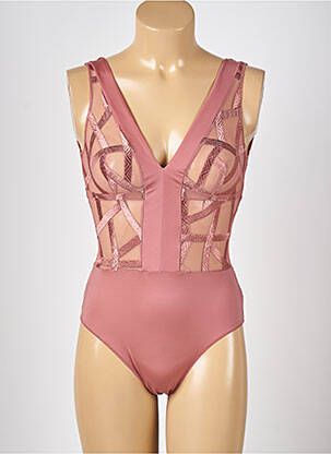 Body lingerie effet matière satinée rose LOUISA BRACQ femme