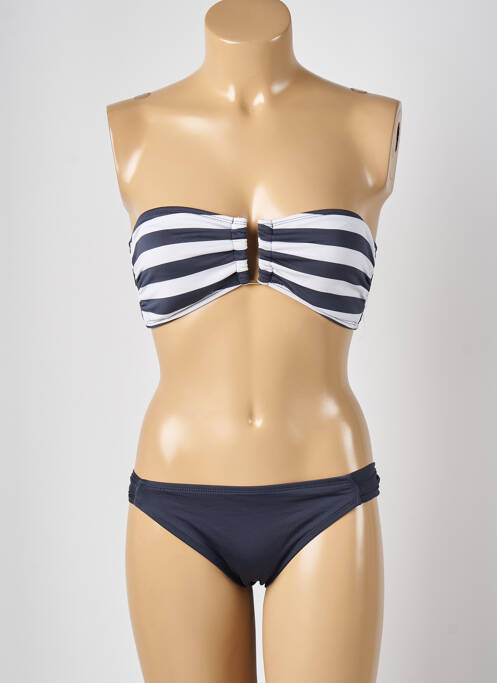Maillot de bain 2 pièces stretch haut bandeau gris MASSIMO femme