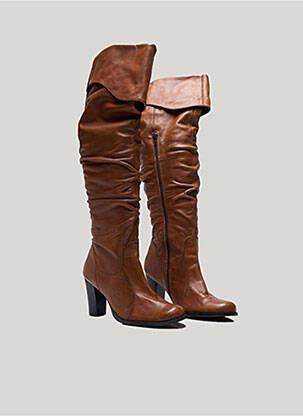 Cuissardes tissage satiné talon de 7 à 9cm marron BASTA femme