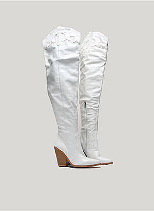 Cuissardes tissage satiné talon de 7 à 9cm blanc PRETTY LITTLE THING femme