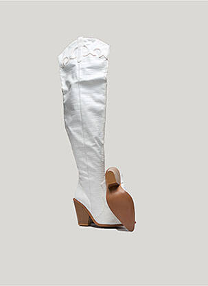 Cuissardes tissage satiné talon de 7 à 9cm blanc PRETTY LITTLE THING femme