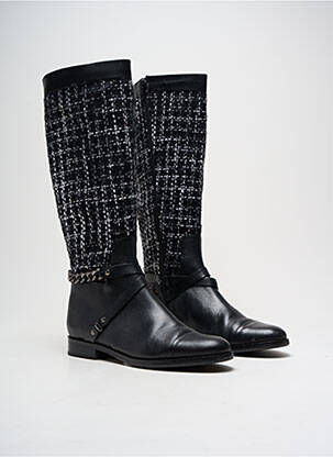 Bottes matière lisse talon plat jusqu'à 3cm noir COSMOPARIS femme