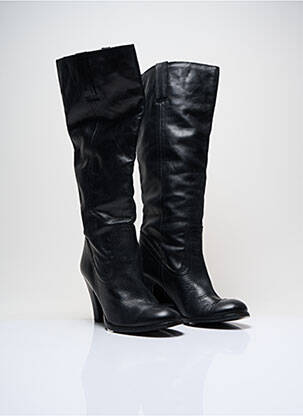 Bottes tissage satiné talon de 7 à 9cm noir ANDRE femme