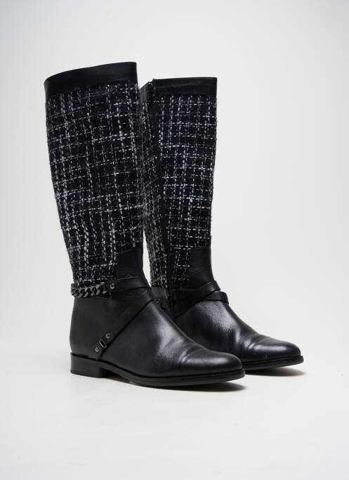 Bottes matière lisse talon plat jusqu'à 3cm noir COSMOPARIS femme