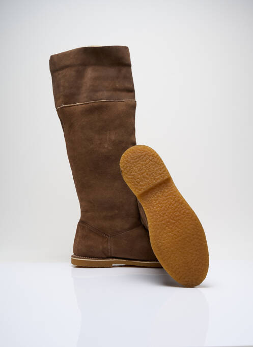 Bottes nubuck talon plat jusqu'à 3cm marron COSMO femme
