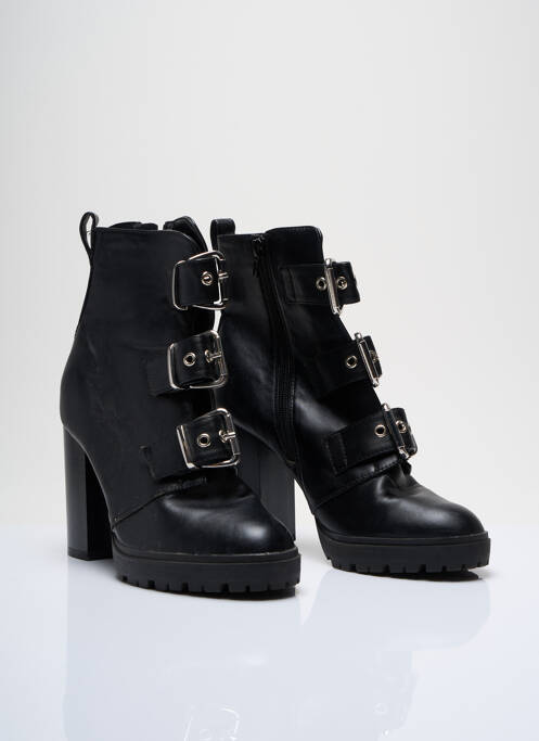 Bottines/boots matière lisse talon de 7 à 9cm noir NEW LOOK femme