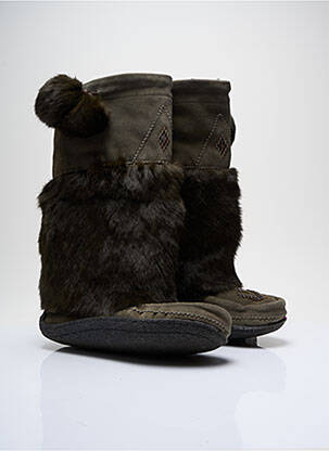 Bottes tissage satiné talon plat jusqu'à 3cm marron MUKS femme