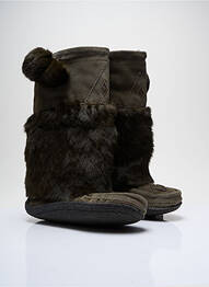 Bottes tissage satiné talon plat jusqu'à 3cm marron MUKS femme