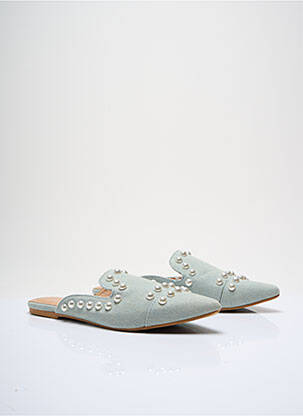 Mules/sabots tissage satiné talon plat jusqu'à 3cm bleu MORGAN femme