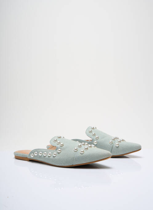 Mules/sabots tissage satiné talon plat jusqu'à 3cm bleu MORGAN femme
