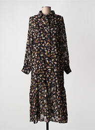 Robe mi-longue imprimé fantaisie manches longues noir MOLLY BRACKEN femme