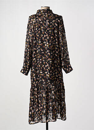 Robe mi-longue imprimé fantaisie manches longues noir MOLLY BRACKEN femme