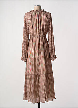 Robe longue manches longues manches longues rose C'EST BEAU LA VIE femme