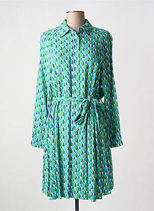 Robe mi-longue coupe fluide manches longues vert C'EST BEAU LA VIE femme