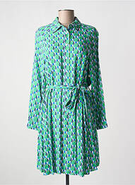 Robe mi-longue coupe fluide manches longues vert C'EST BEAU LA VIE femme