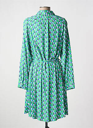 Robe mi-longue coupe fluide manches longues vert C'EST BEAU LA VIE femme