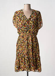 Robe mi-longue imprimé fantaisie manches courtes orange MOLLY BRACKEN femme