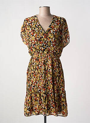Robe mi-longue coupe évasée manches courtes orange MOLLY BRACKEN femme