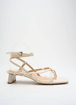 Tongs matière lisse talon de 4 à 6cm beige BOOHOO femme