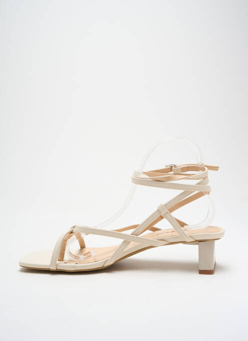 Tongs matière lisse talon de 4 à 6cm beige BOOHOO femme