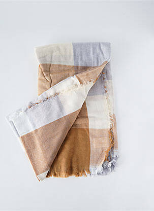 Echarpe imprimé carreaux marron CLAIRE NEUVILLE femme