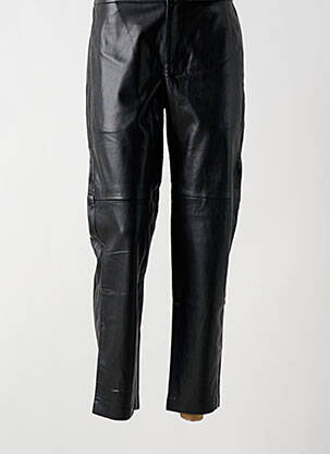 Pantalon droit fermeture zippée sous rabat avec crochet taille haute noir ARTLOVE femme