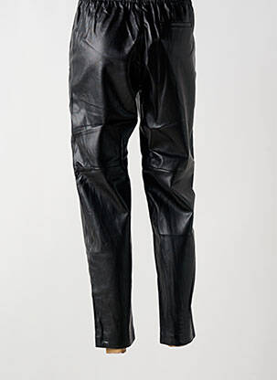 Pantalon droit fermeture zippée sous rabat avec crochet taille haute noir ARTLOVE femme