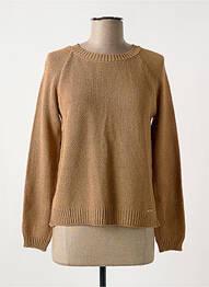 Pull tissage chiné manches longues beige B.YU femme