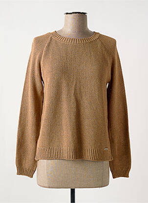 Pull tissage chiné manches longues beige B.YU femme