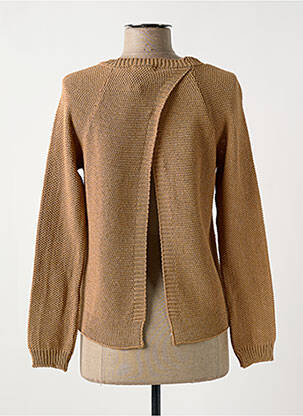 Pull tissage chiné manches longues beige B.YU femme
