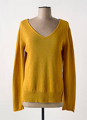 Pull col v manches longues jaune LE BOUDOIR D'EDOUARD femme