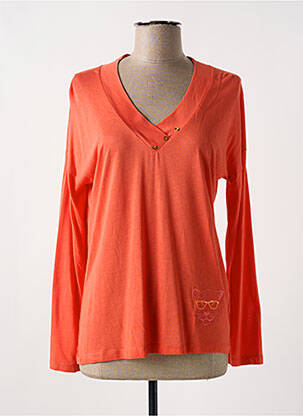 Top coupe cintrée manches longues orange LE BOUDOIR D'EDOUARD femme