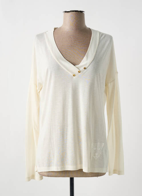 Top coupe cintrée manches longues beige LE BOUDOIR D'EDOUARD femme