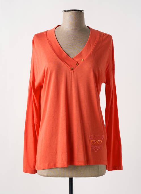 Top coupe cintrée manches longues orange LE BOUDOIR D'EDOUARD femme