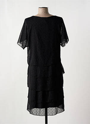 Robe mi-longue coupe fluide manches courtes noir HALOGENE femme