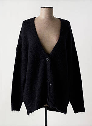 Gilet manches longues resserrée sur le bas noir HAPPY femme