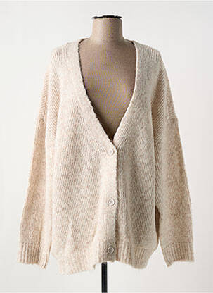 Gilet manches longues resserrée sur le bas beige HAPPY femme
