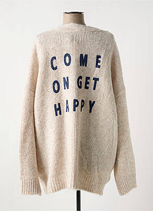 Gilet manches longues resserrée sur le bas beige HAPPY femme