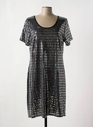 Robe mi-longue manches courtes manches courtes noir HALOGENE femme