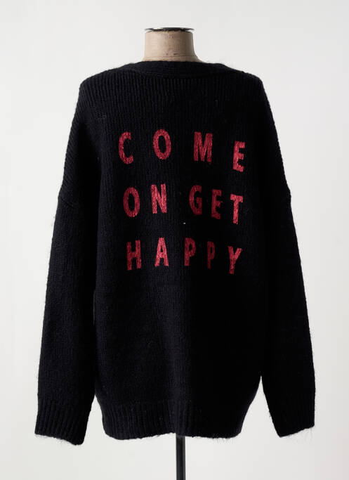 Gilet manches longues resserrée sur le bas noir HAPPY femme