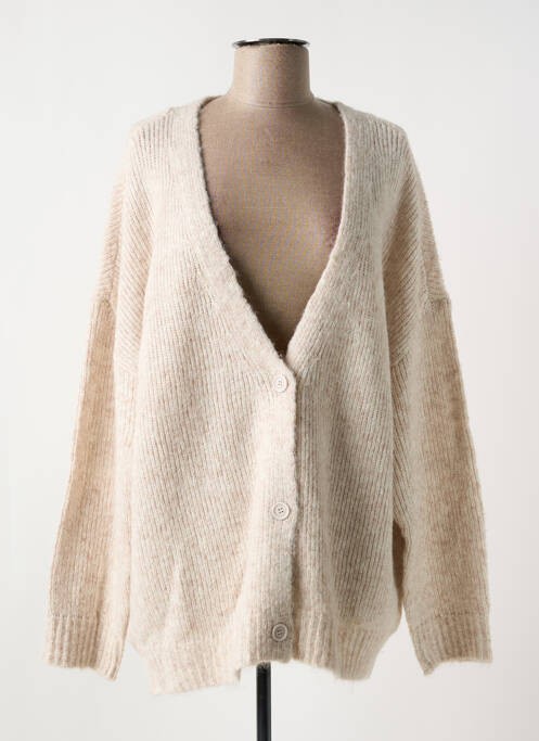 Gilet manches longues resserrée sur le bas beige HAPPY femme