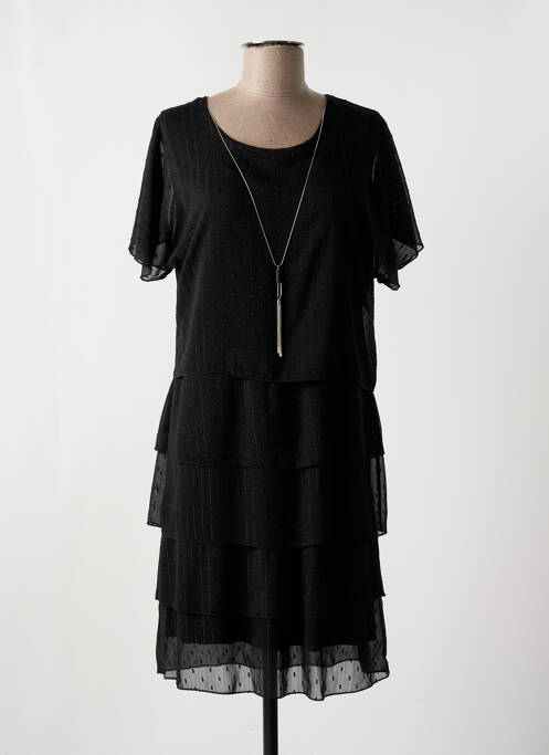 Robe mi-longue noir HALOGENE pour femme