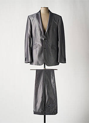 Costume de cérémonie fermeture zippée sous rabat boutonné gris clair GUY LAURENT homme