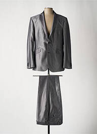 Costume de cérémonie fermeture zippée sous rabat boutonné gris clair GUY LAURENT homme