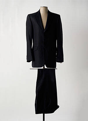 Costume de cérémonie fermeture zippée sous rabat boutonné noir BARBERINI homme