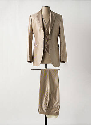 Costume de cérémonie fermeture zippée sous rabat boutonné beige GUY LAURENT homme